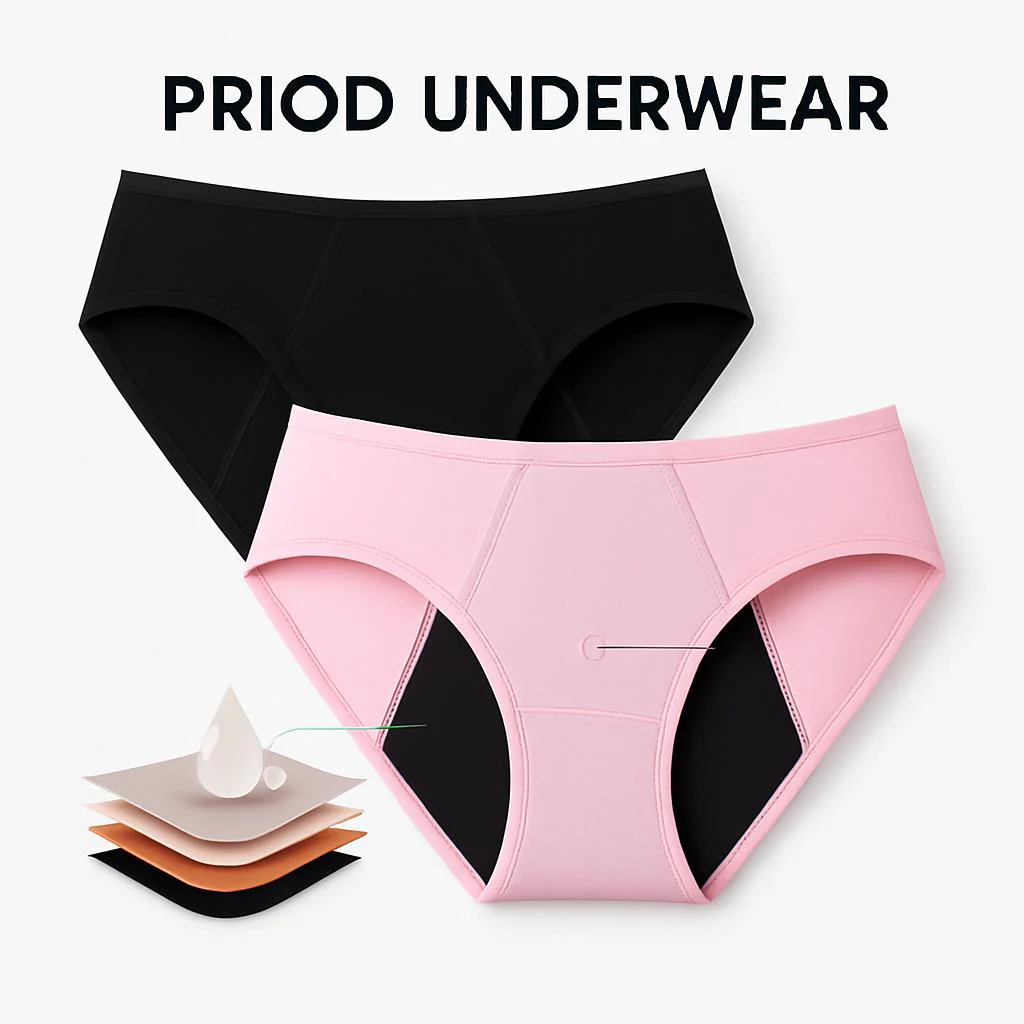 Eco-Friendly Reusable Period Underwear - Black & Pink Briefs (Pack of 3) - Image 3