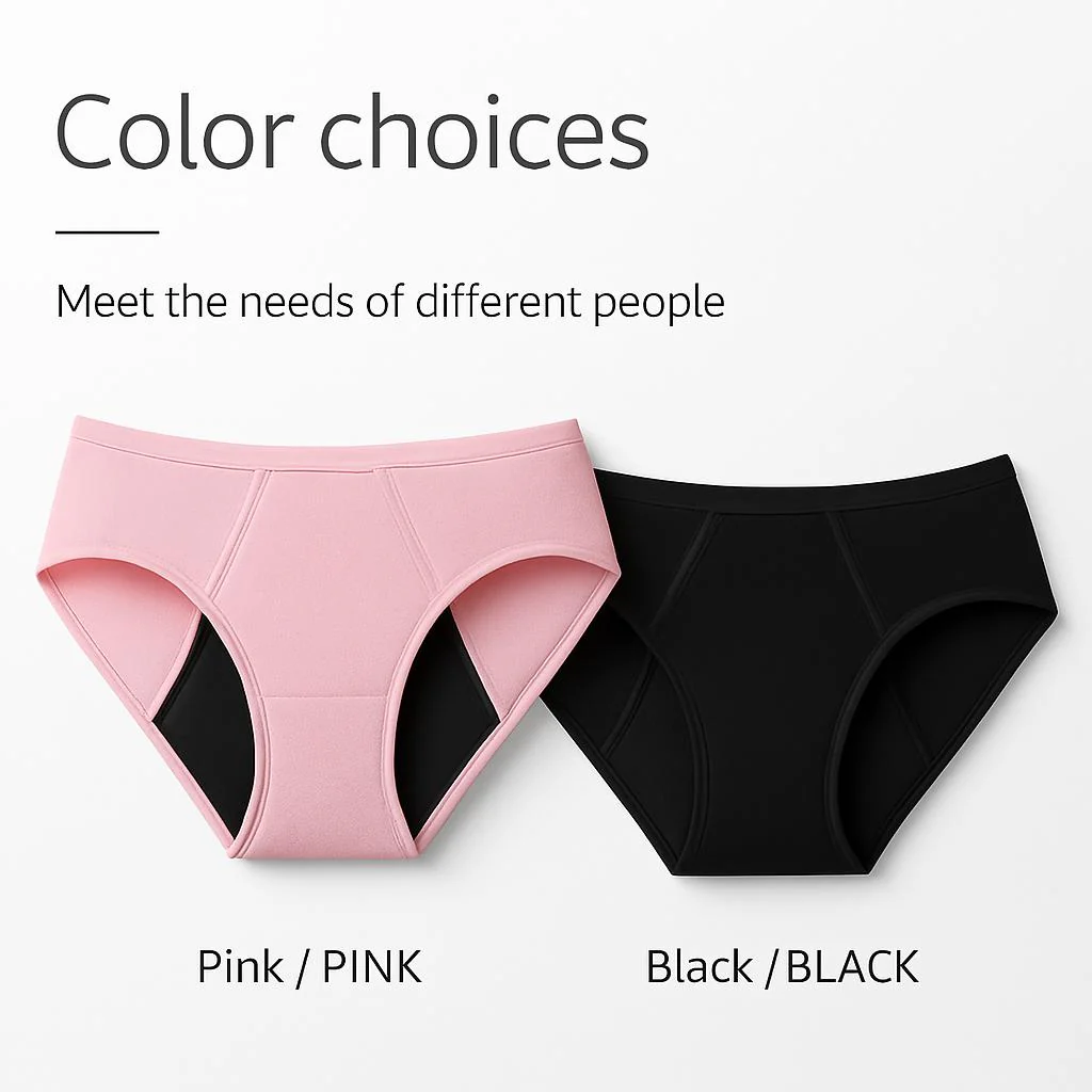 Eco-Friendly Reusable Period Underwear - Black & Pink Briefs (Pack of 3) - Image 4