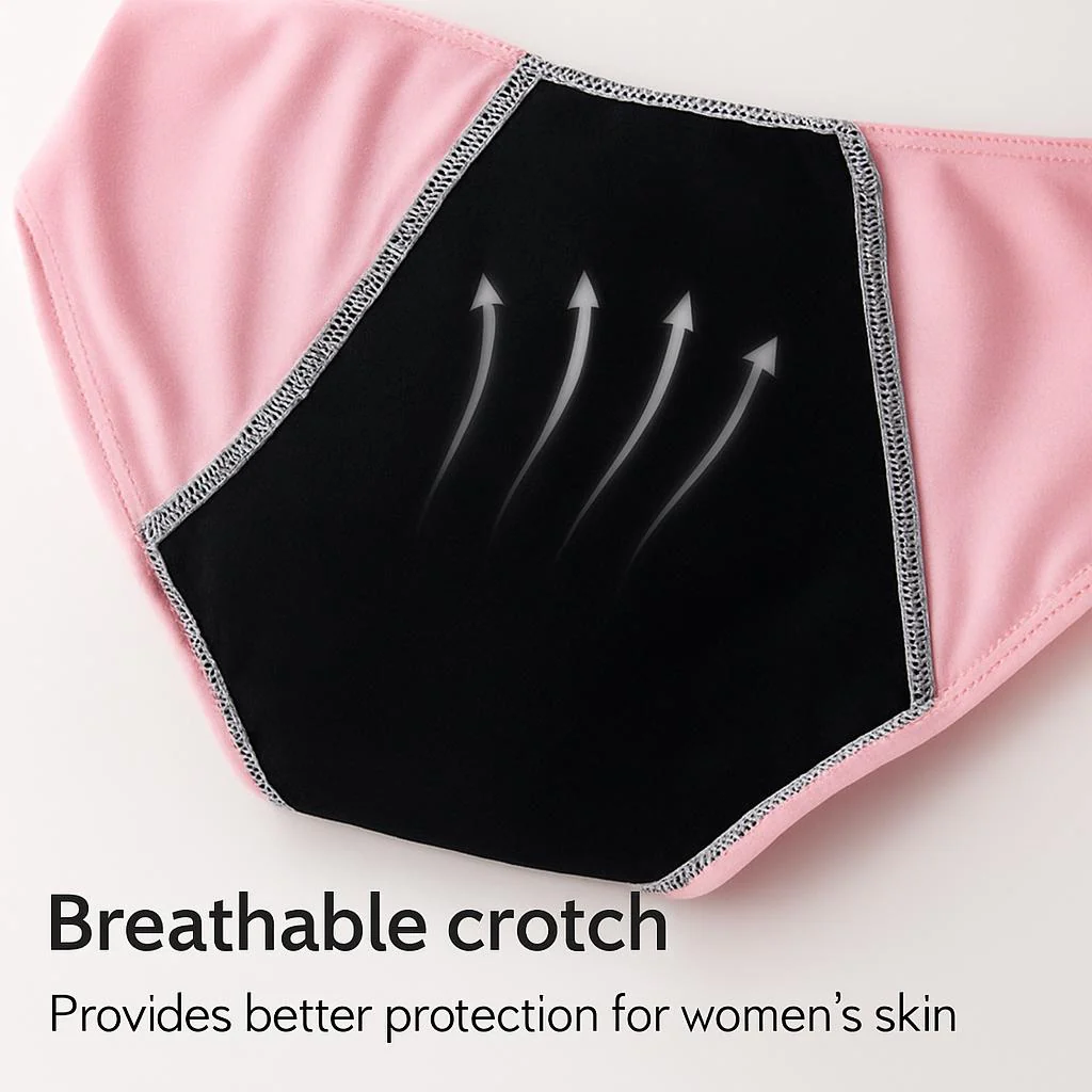 Eco-Friendly Reusable Period Underwear - Black & Pink Briefs (Pack of 3) - Image 5