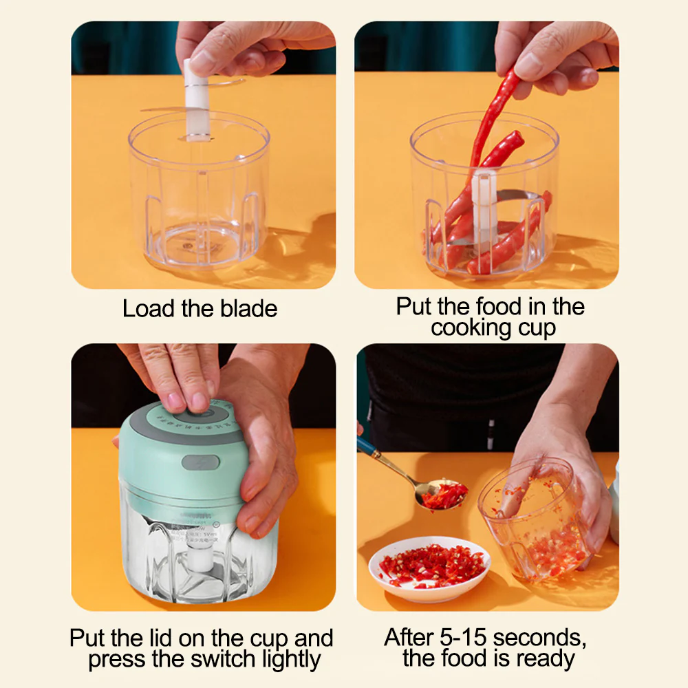Eco-Friendly USB Rechargeable Garlic & Ginger Chopper - Image 2