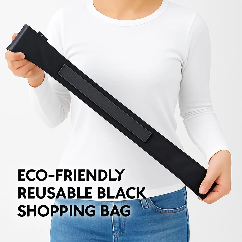 Eco-Friendly Reusable Black Shopping Bag - Sustainable Grocery Tote - Image 6