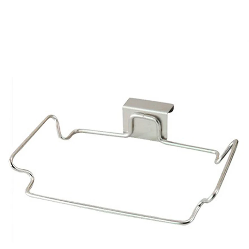 Stainless Steel Kitchen Hanging Trash Bag Rack – Silver & Black - Image 5