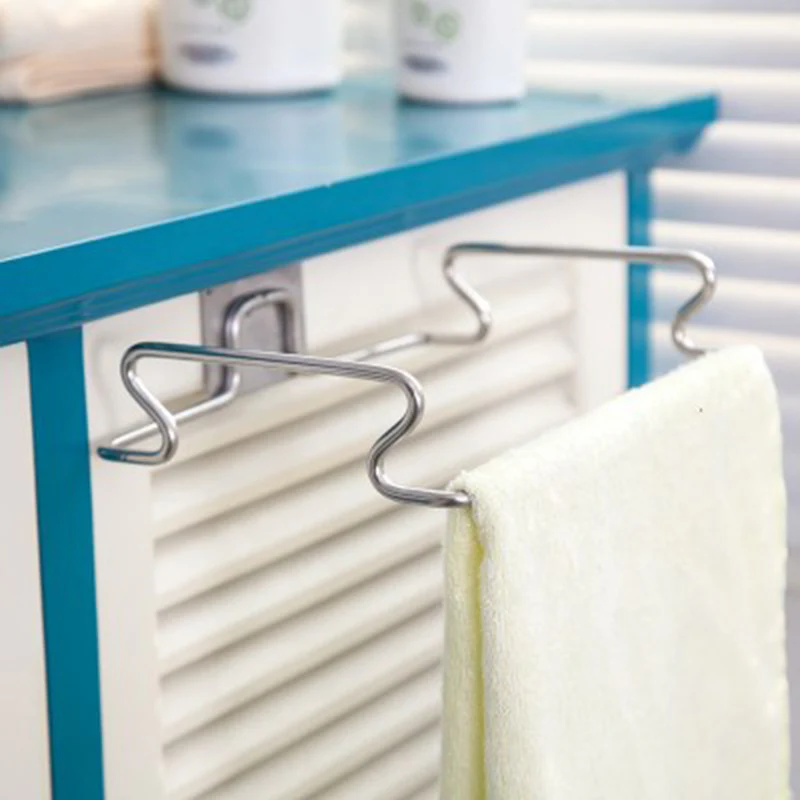 Stainless Steel Kitchen Hanging Trash Bag Rack – Silver & Black - Image 7