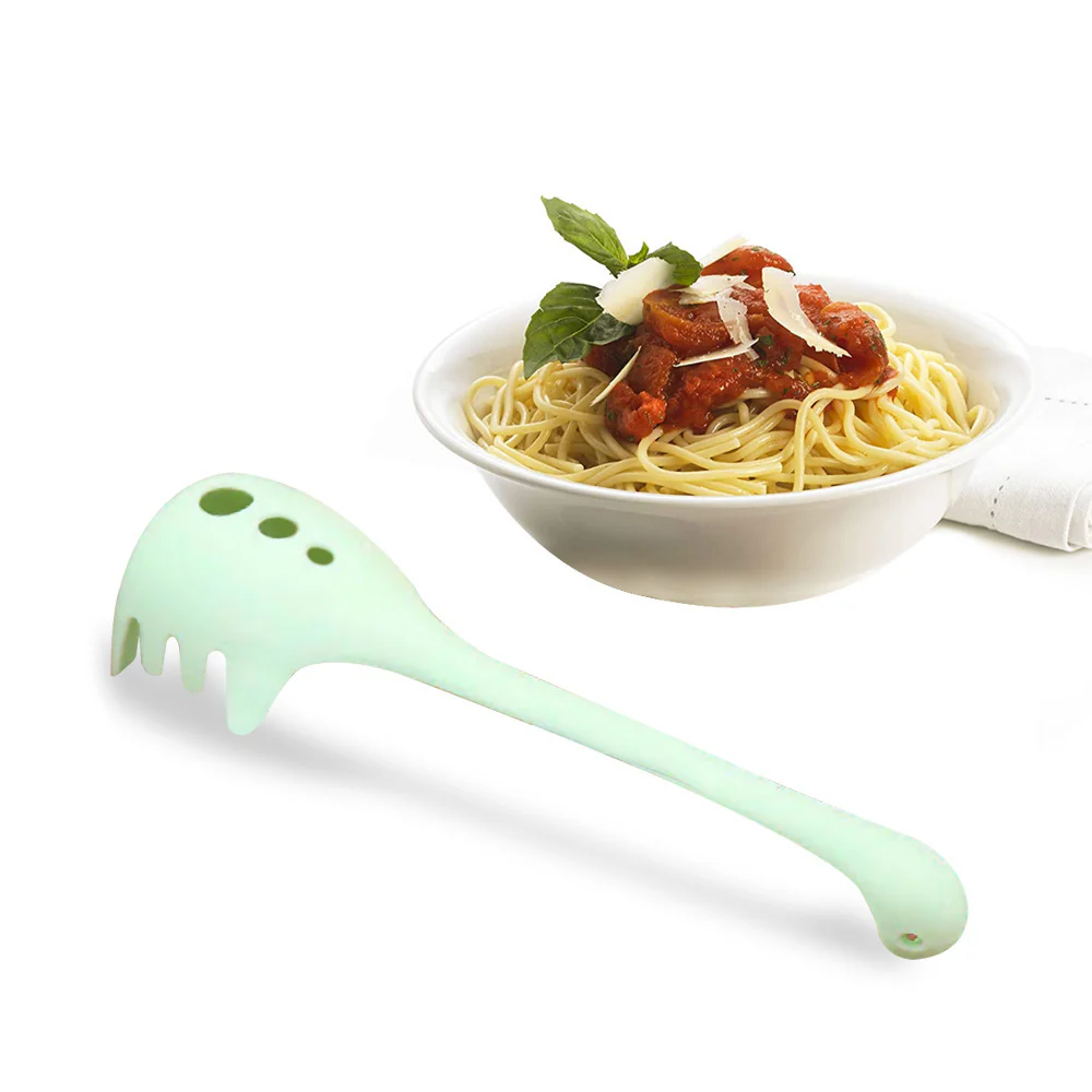 Green Multi-Functional Silicone Kitchen Utensil - Spoon and Tongs Combo - Image 11