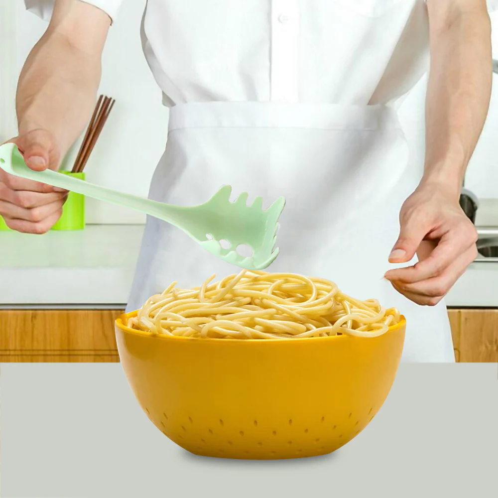 Green Multi-Functional Silicone Kitchen Utensil - Spoon and Tongs Combo - Image 12