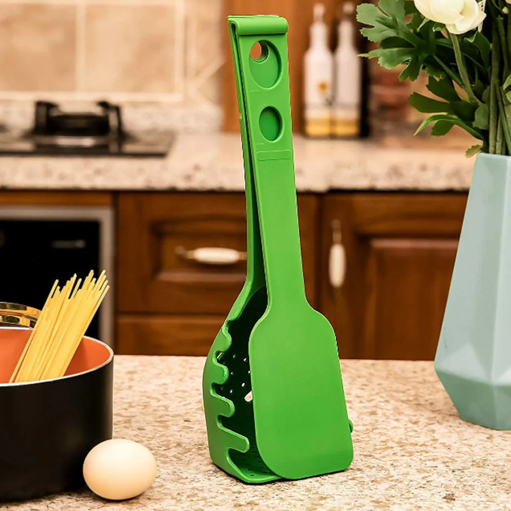 Green Multi-Functional Silicone Kitchen Utensil - Spoon and Tongs Combo - Image 14