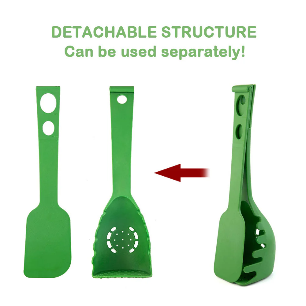 Green Multi-Functional Silicone Kitchen Utensil - Spoon and Tongs Combo - Image 17