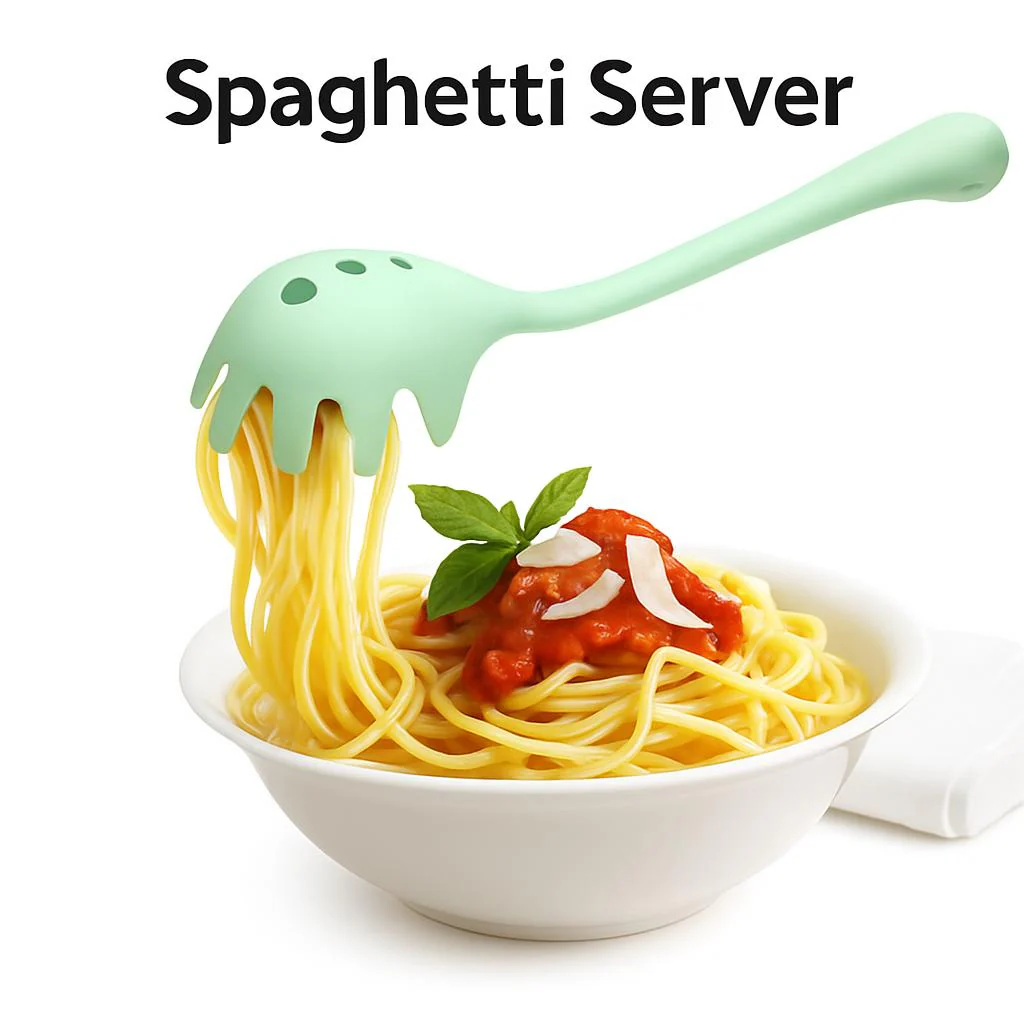 Green Multi-Functional Silicone Kitchen Utensil - Spoon and Tongs Combo - Image 3