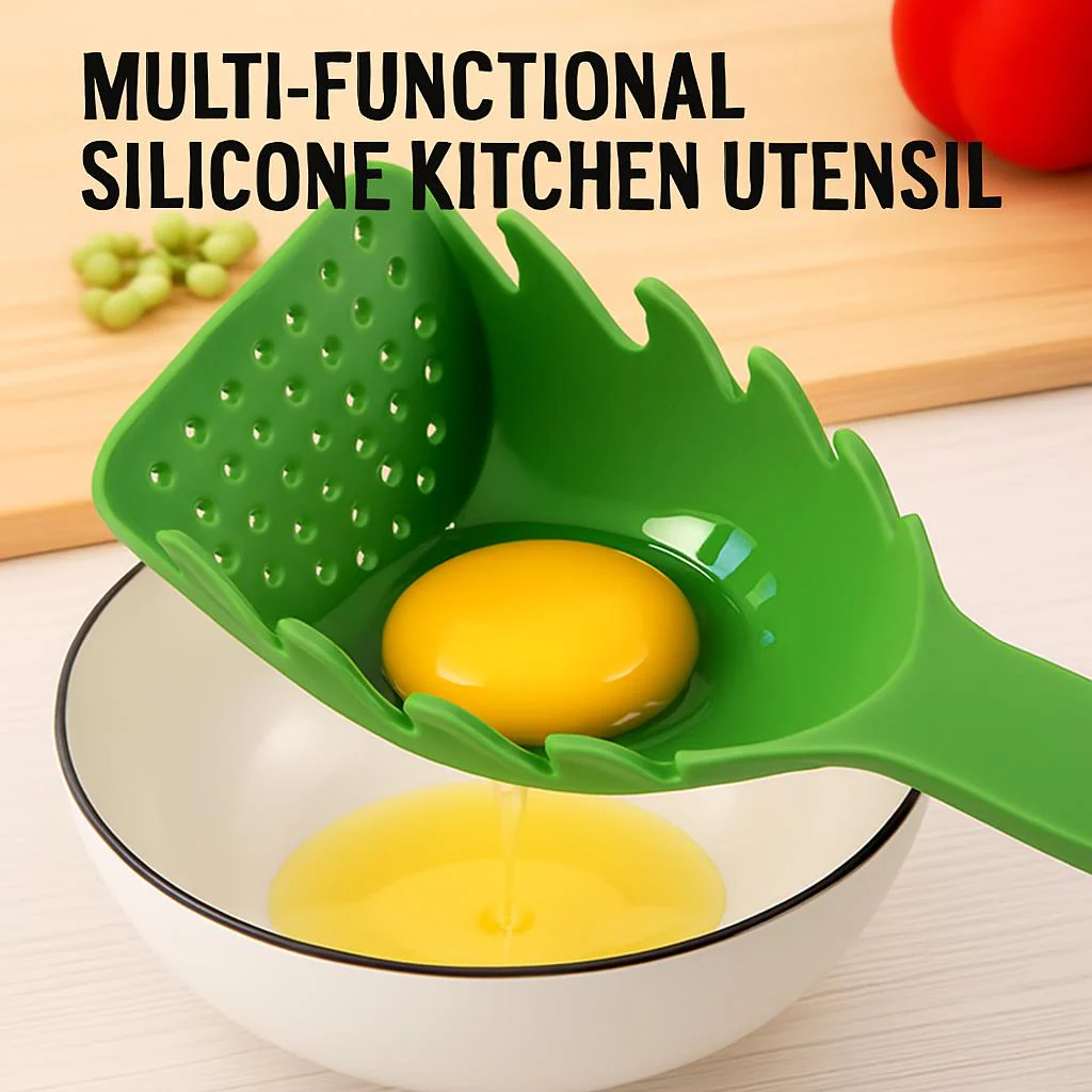 Green Multi-Functional Silicone Kitchen Utensil - Spoon and Tongs Combo - Image 9