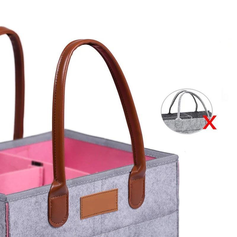 Eco-Friendly Felt Storage Bag - Stylish Organizer in Gray & Pink - Image 10