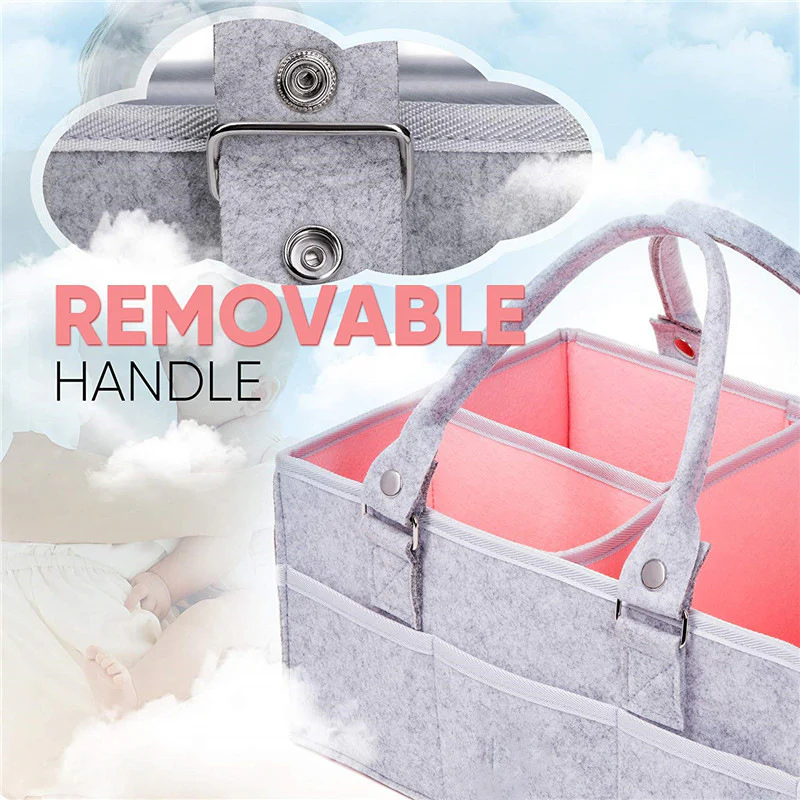Eco-Friendly Felt Storage Bag - Stylish Organizer in Gray & Pink - Image 9