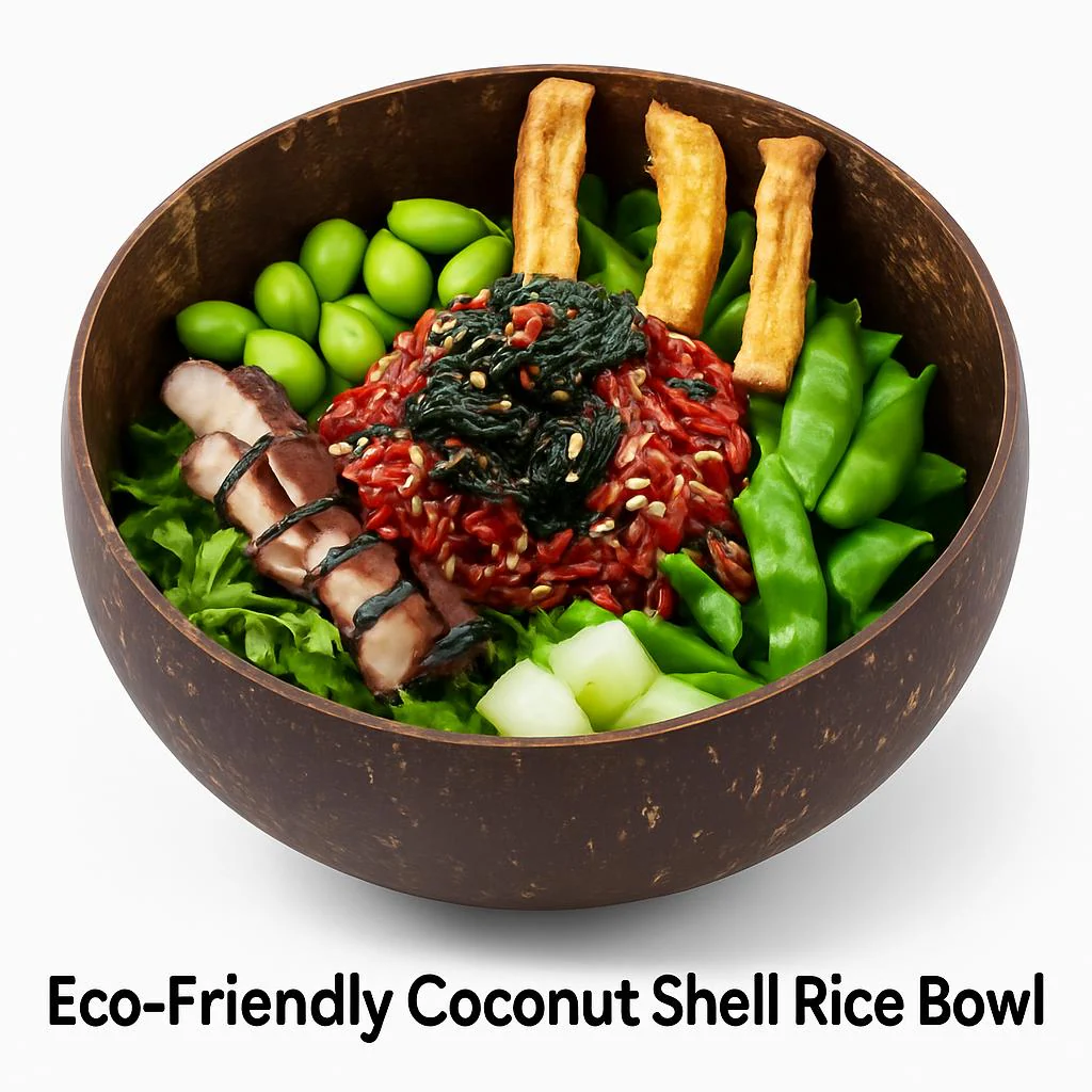 Eco-Friendly Coconut Shell Rice Bowls - Sustainable Biodegradable Dinnerware Set - Image 6