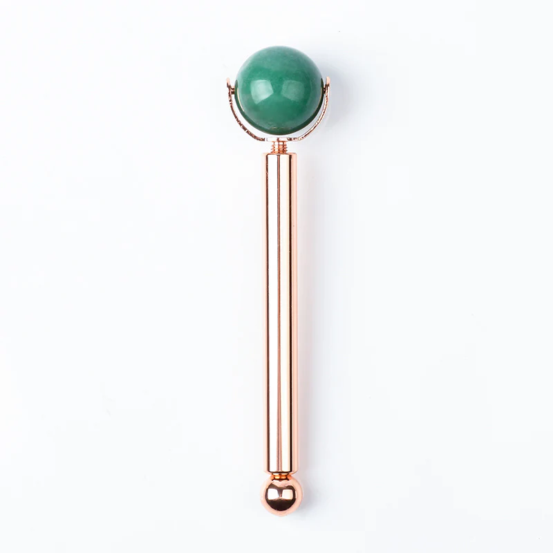 Rose Gold Facial Roller with Interchangeable Stone Heads - Image 10