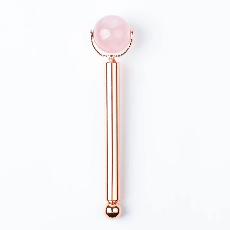 Rose Gold Facial Roller with Interchangeable Stone Heads - Image 11