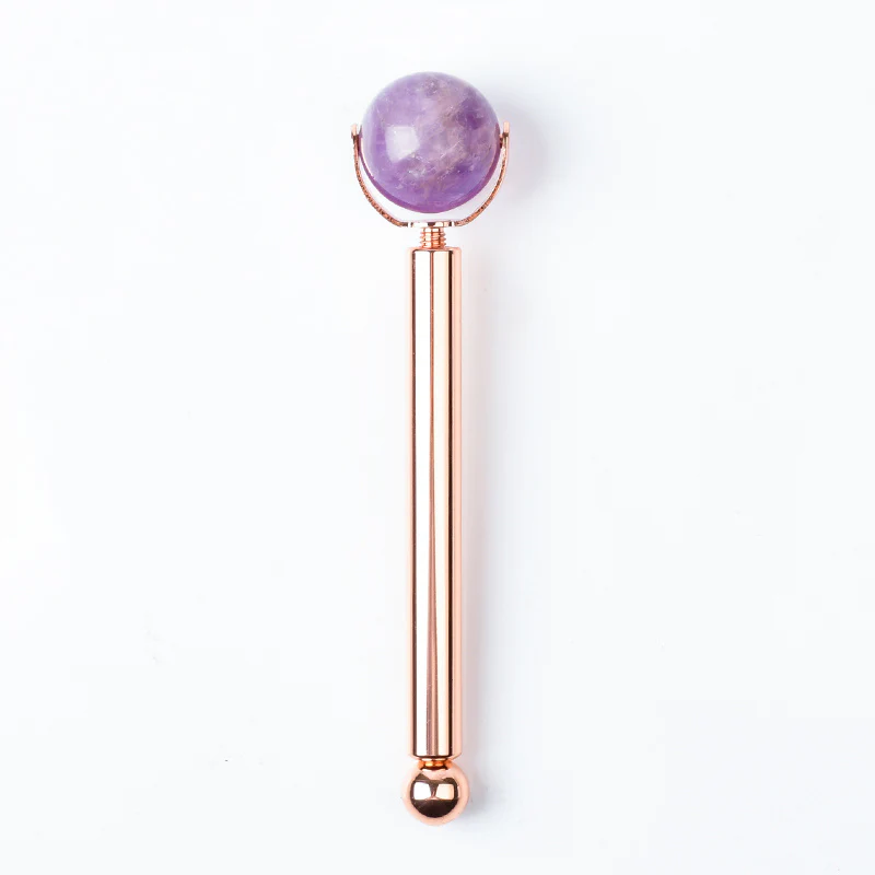 Rose Gold Facial Roller with Interchangeable Stone Heads - Image 12