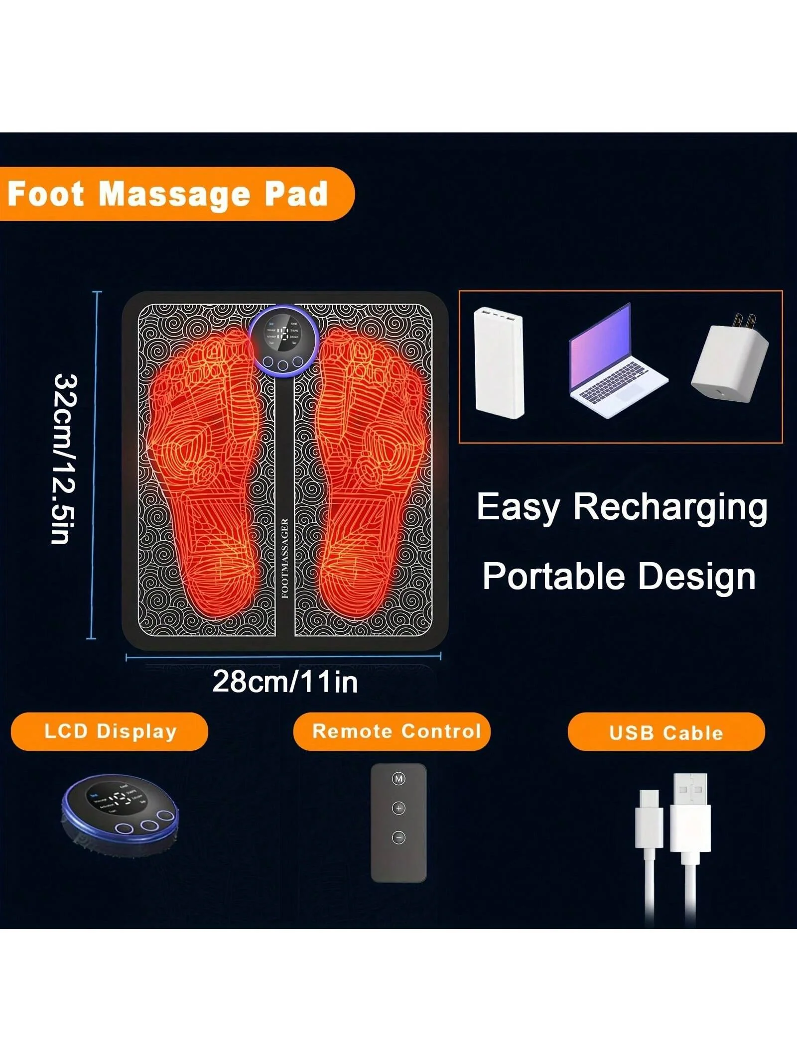Rechargeable Electronic Foot Massager Pad for Relaxation and Wellness - Image 13
