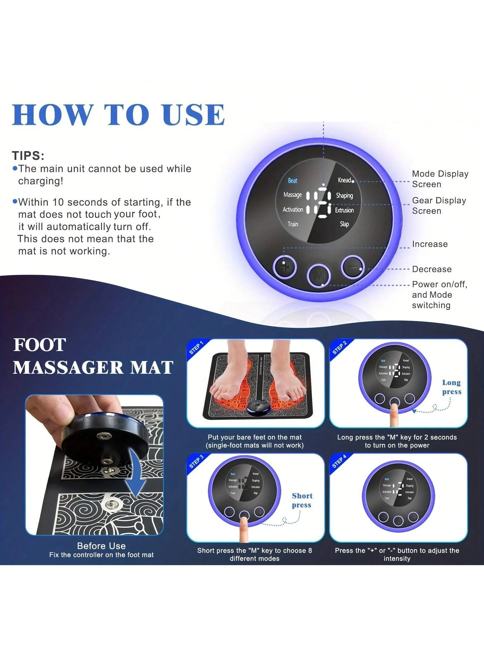 Rechargeable Electronic Foot Massager Pad for Relaxation and Wellness - Image 16