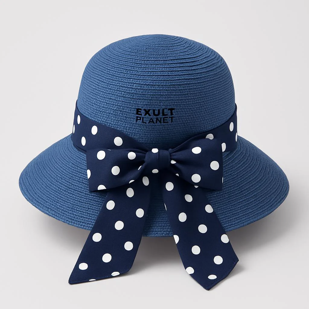 Eco-Friendly Kids Wide-Brimmed Sun Hat with Ribbon Bow - Image 6