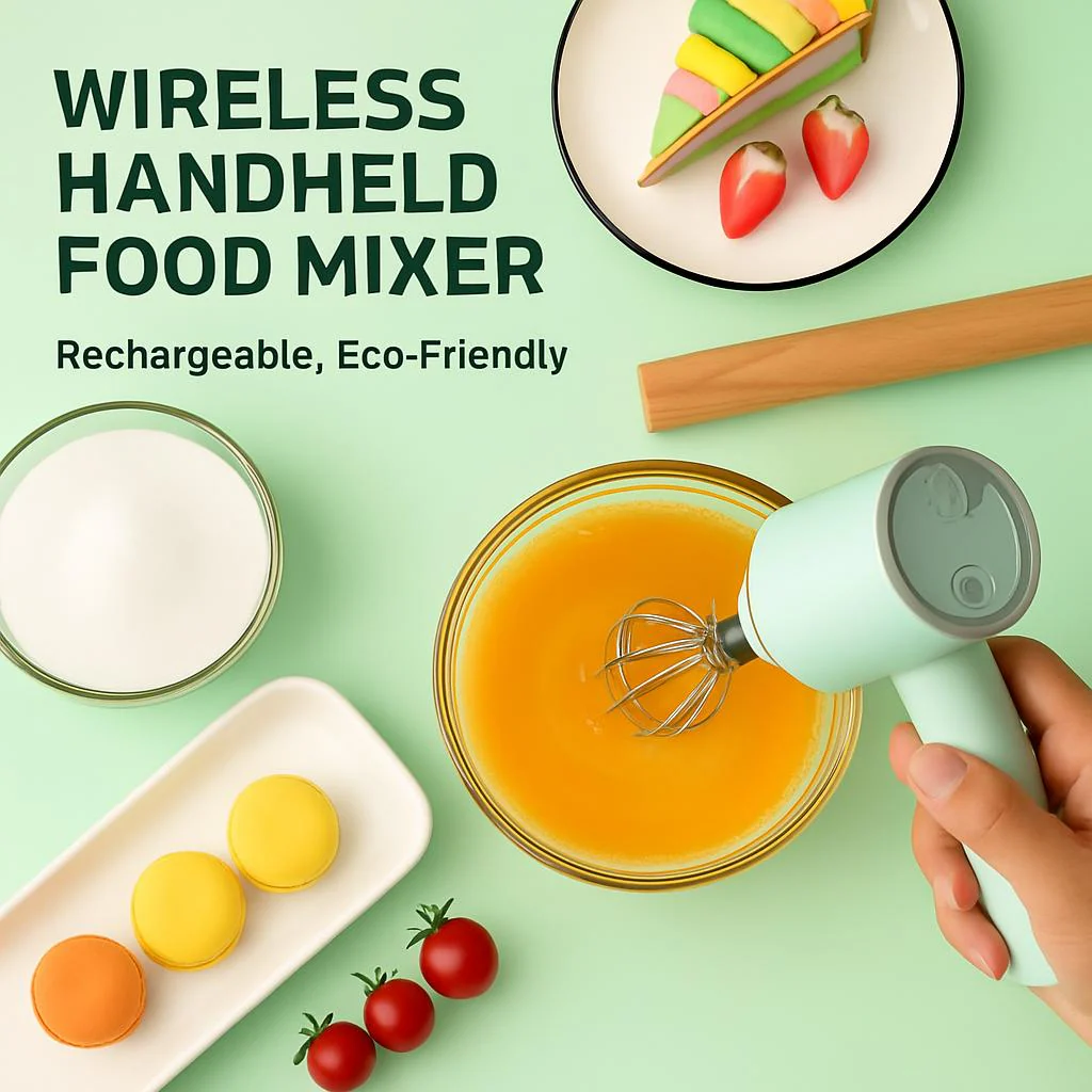 Wireless Handheld Food Mixer - Light Green, Rechargeable, Eco-Friendly - Image 4