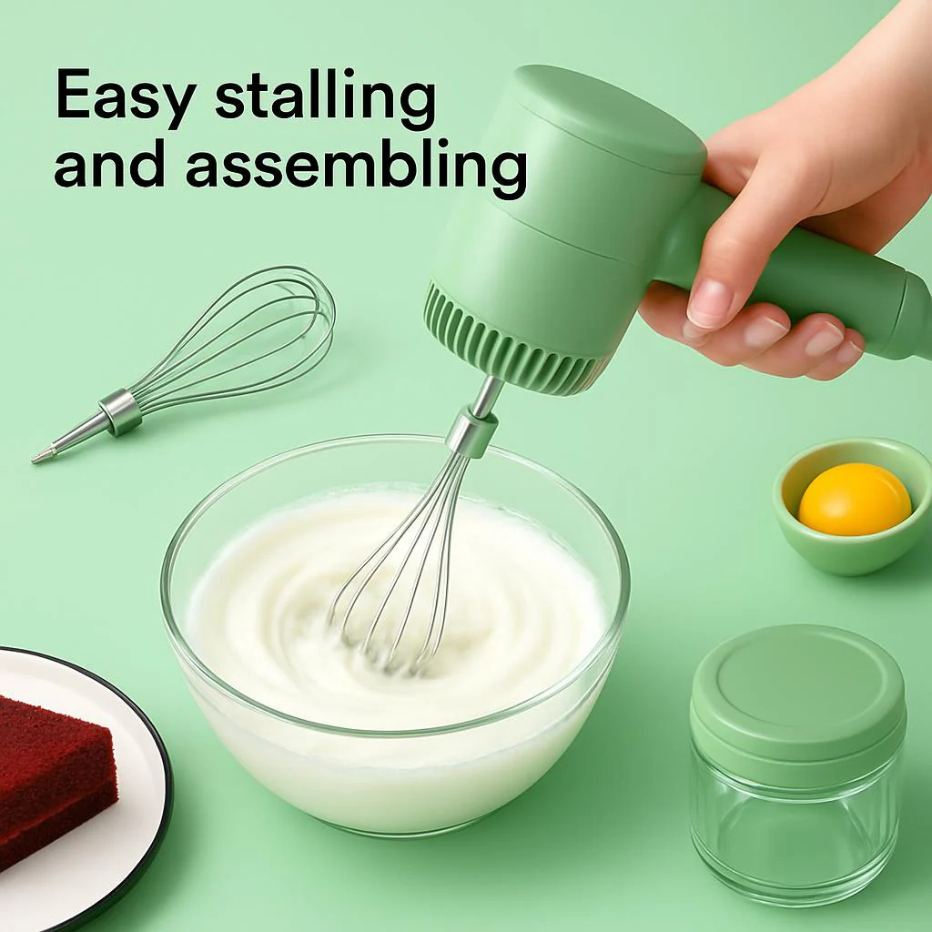 Wireless Handheld Food Mixer - Light Green, Rechargeable, Eco-Friendly - Image 5