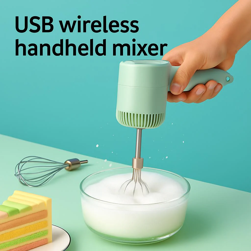 Wireless Handheld Food Mixer - Light Green, Rechargeable, Eco-Friendly - Image 6