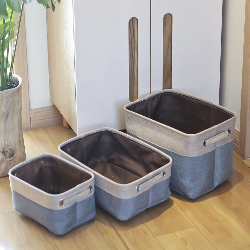 Eco-Friendly Blue Beige Rectangular Storage Baskets - Image 12