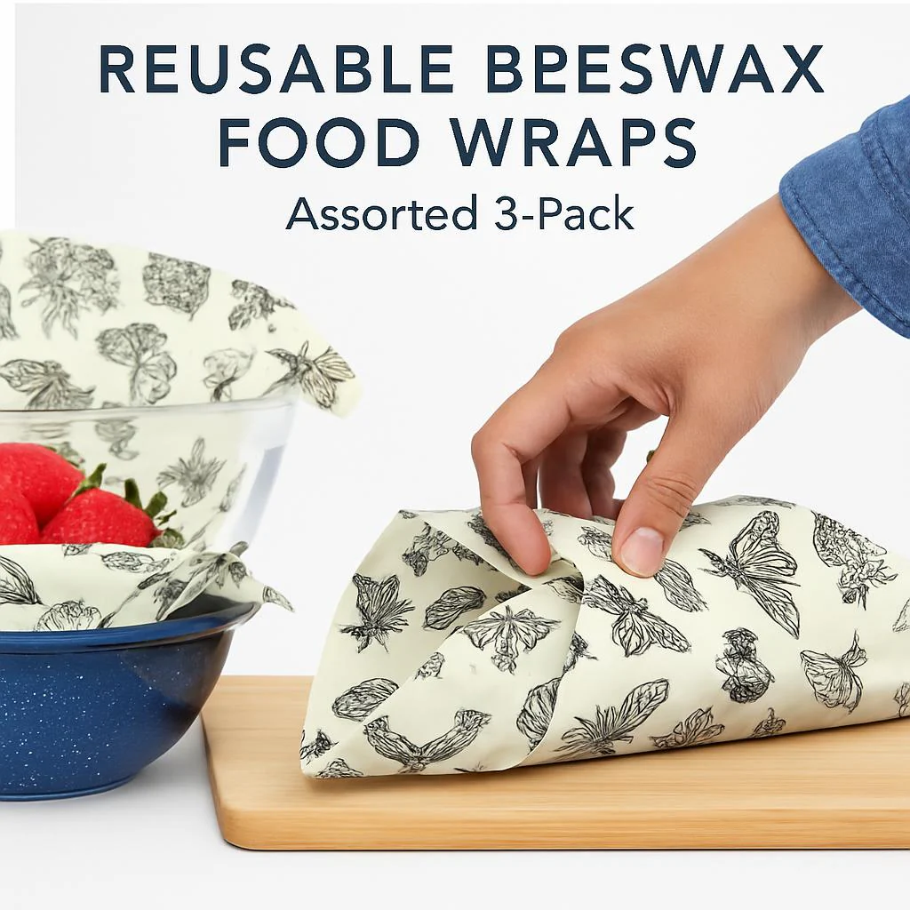Eco-Friendly Reusable Beeswax Food Wraps - Teal Nature Patterns - Image 4