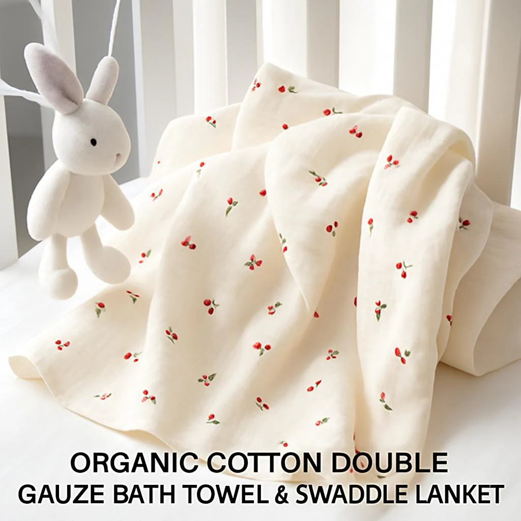 Organic Cotton Double Gauze Bath Towel & Swaddle Blanket - Image 3