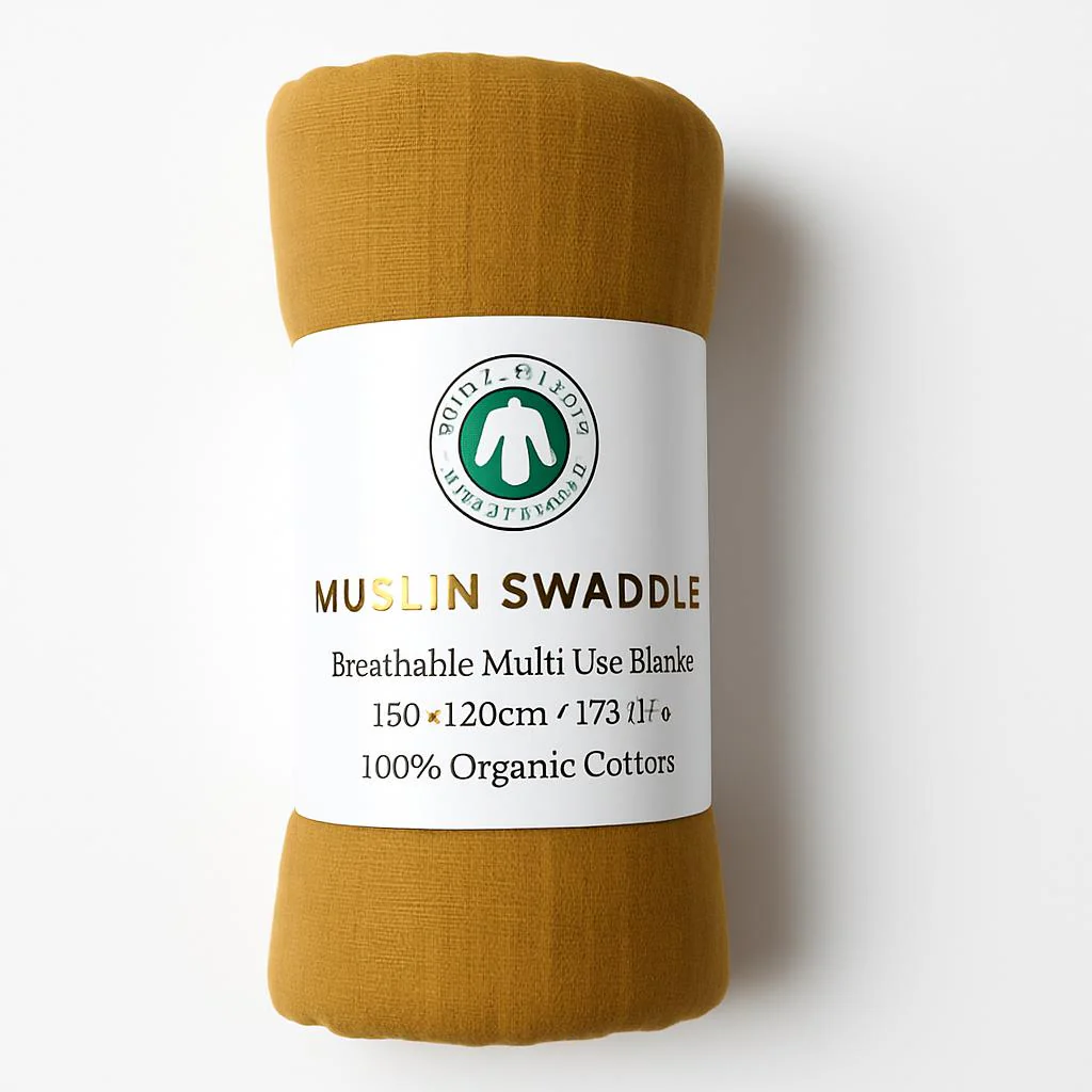 Organic Cotton Gauze Double Wrap - Mustard Baby Essential - Image 2