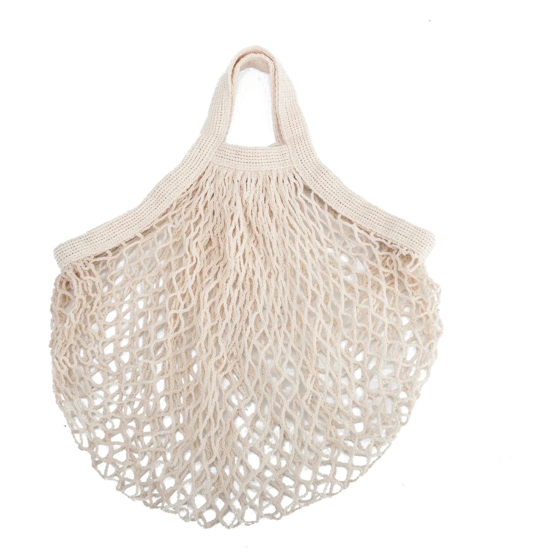 Eco-Friendly Reusable Mesh Shopping Bag - Natural Beige Cotton - Image 9