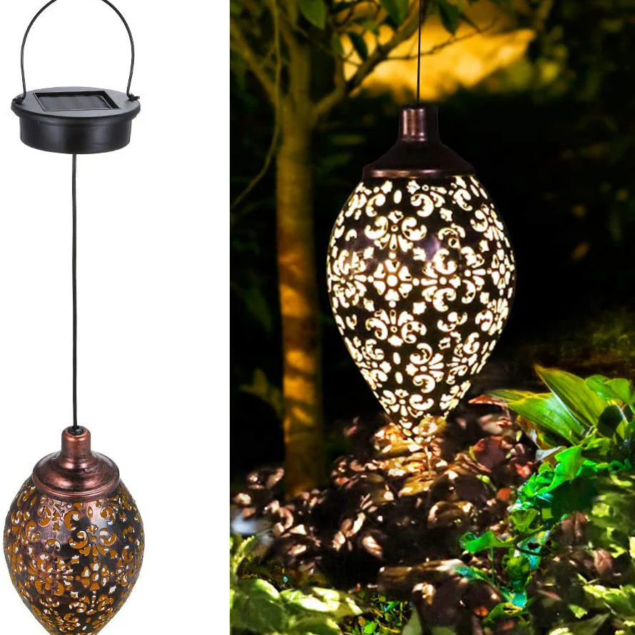 Solar-Powered Bronze Garden Lantern with Intricate Cut-Out Patterns - Image 11