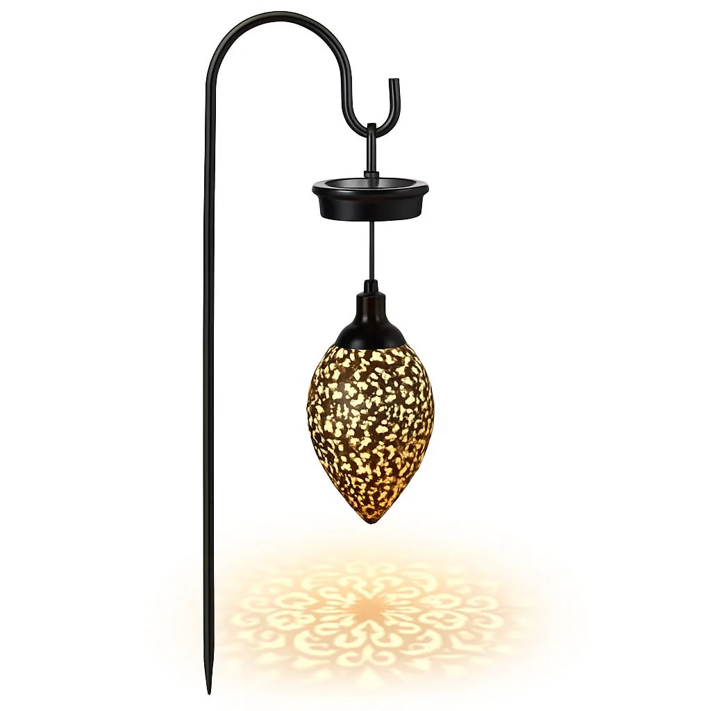 Solar-Powered Bronze Garden Lantern with Intricate Cut-Out Patterns - Image 3