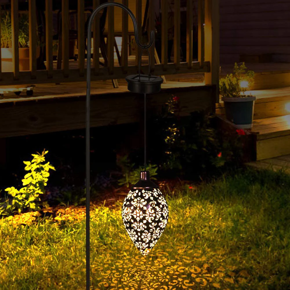 Solar-Powered Bronze Garden Lantern with Intricate Cut-Out Patterns - Image 8