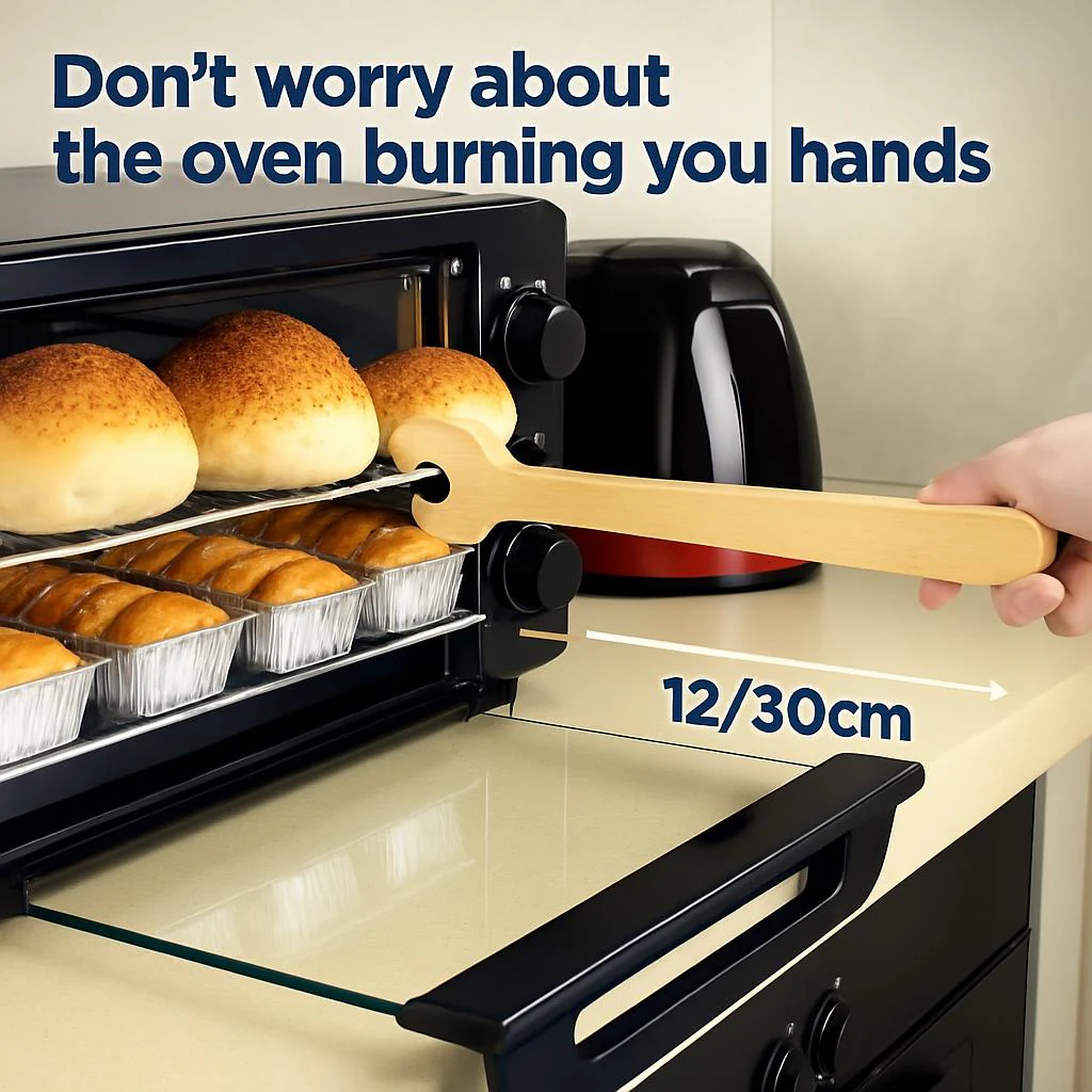 Eco-Friendly Wooden Oven Rack Puller - Natural Wood Kitchen Tool - Image 3