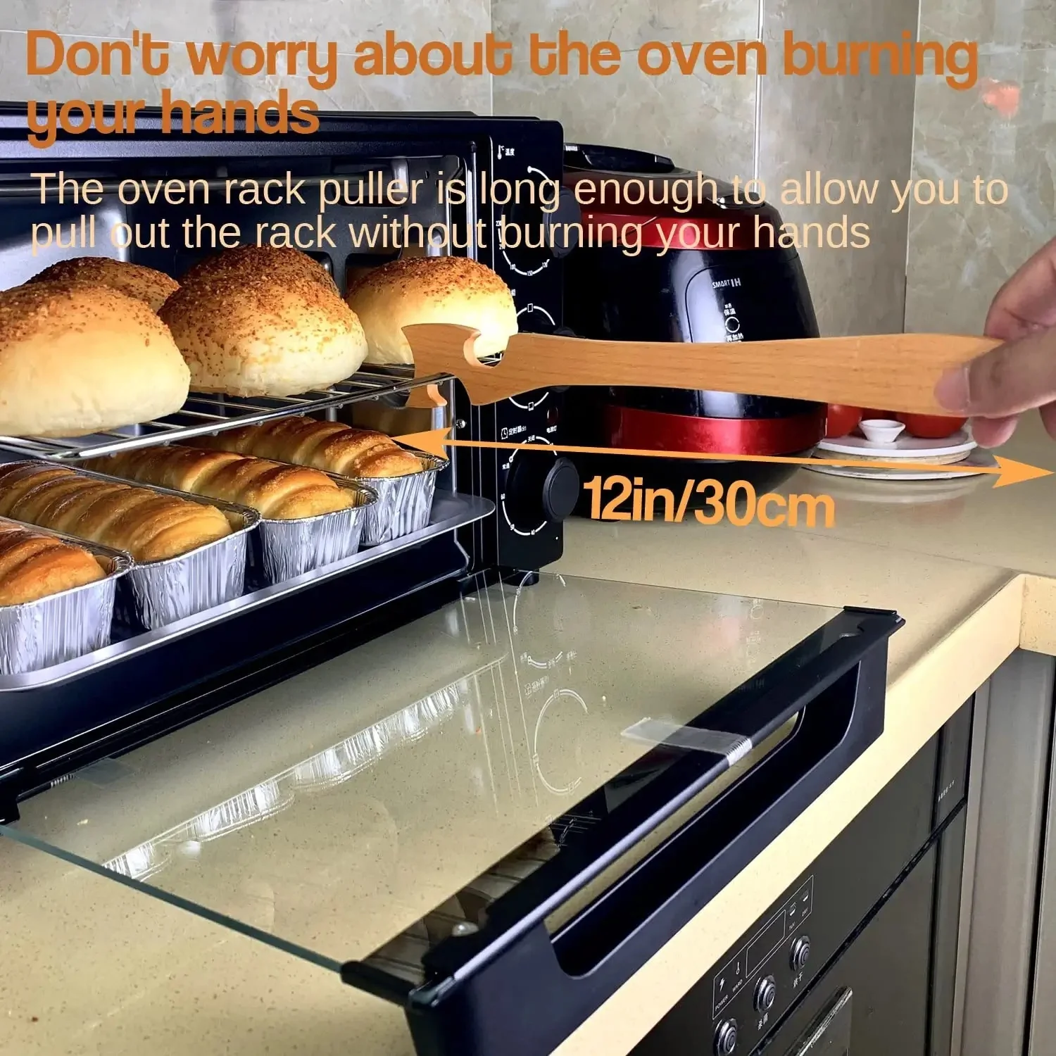 Eco-Friendly Wooden Oven Rack Puller - Natural Wood Kitchen Tool - Image 8