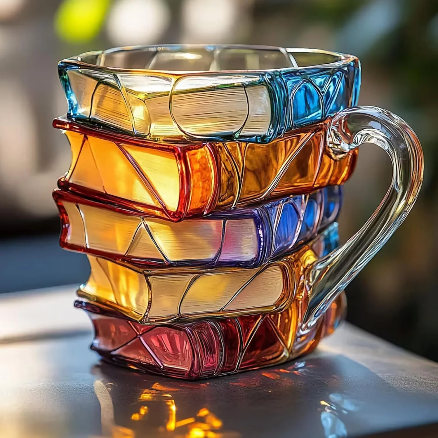 Painted Book Stack Coffee Mug (Resin Novelty Cup) - Image 3