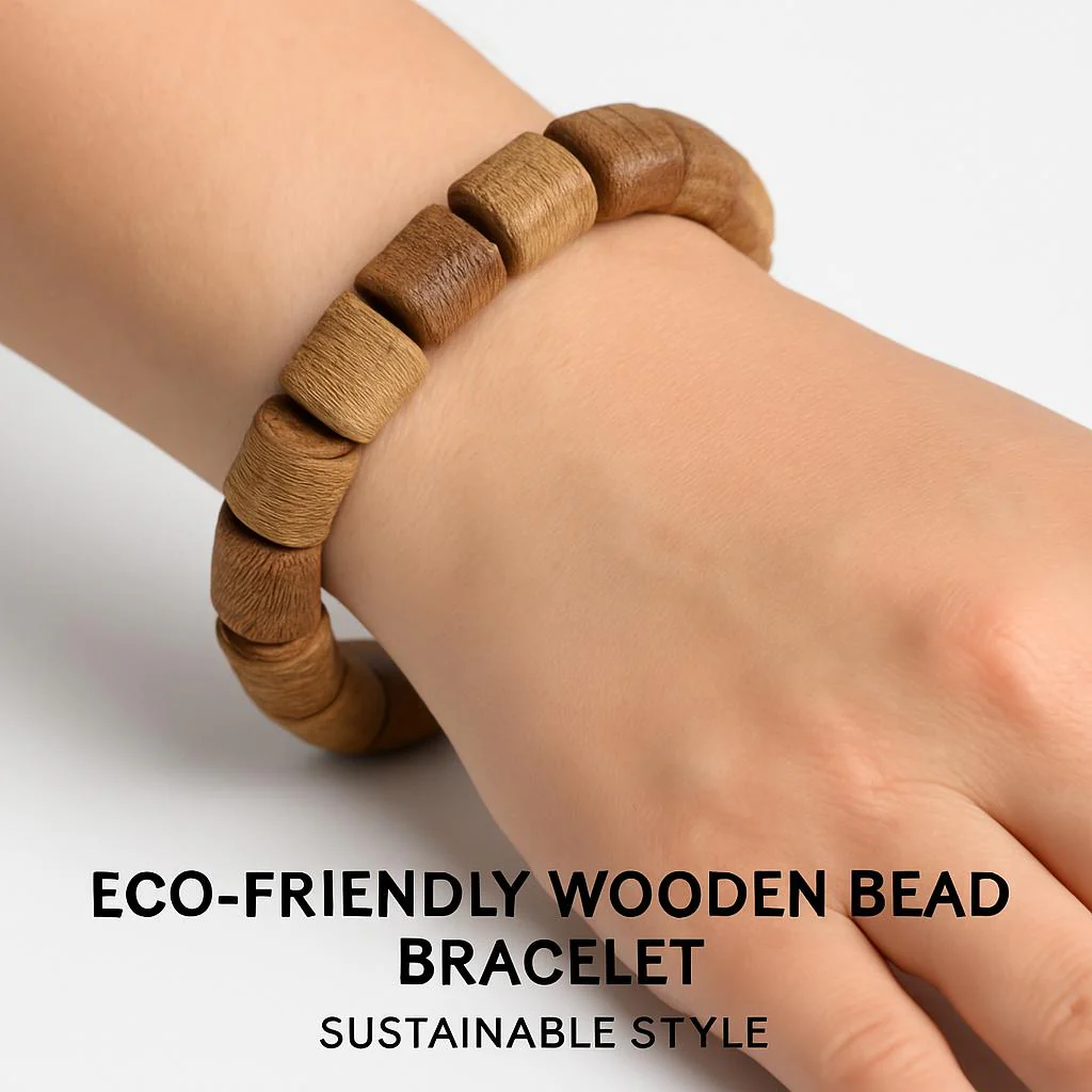Eco-Friendly Wooden Bead Bracelet - Sustainable Style - Image 4