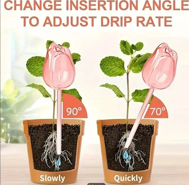 Tulip-Shaped Self-Watering Plant Bulb - Pink, Water-Saving, Eco-Friendly - Image 14