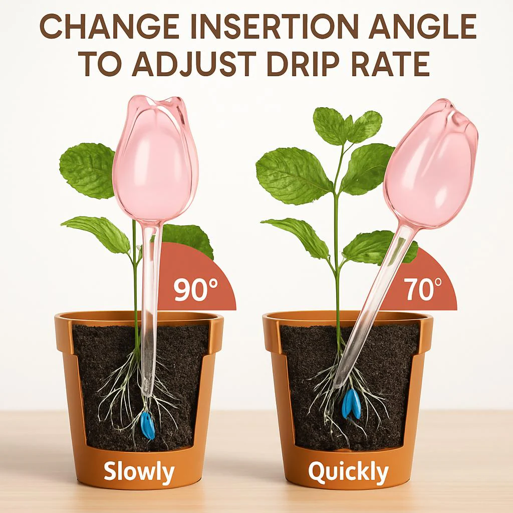 Tulip-Shaped Self-Watering Plant Bulb - Pink, Water-Saving, Eco-Friendly - Image 4