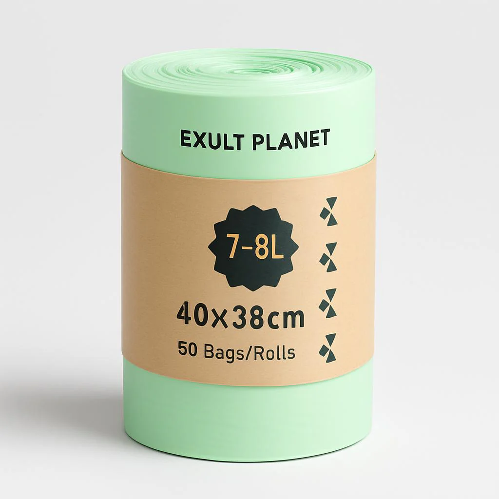 Eco-Friendly Biodegradable Trash Bags - Light Green, Plastic-Free Packaging - Image 3