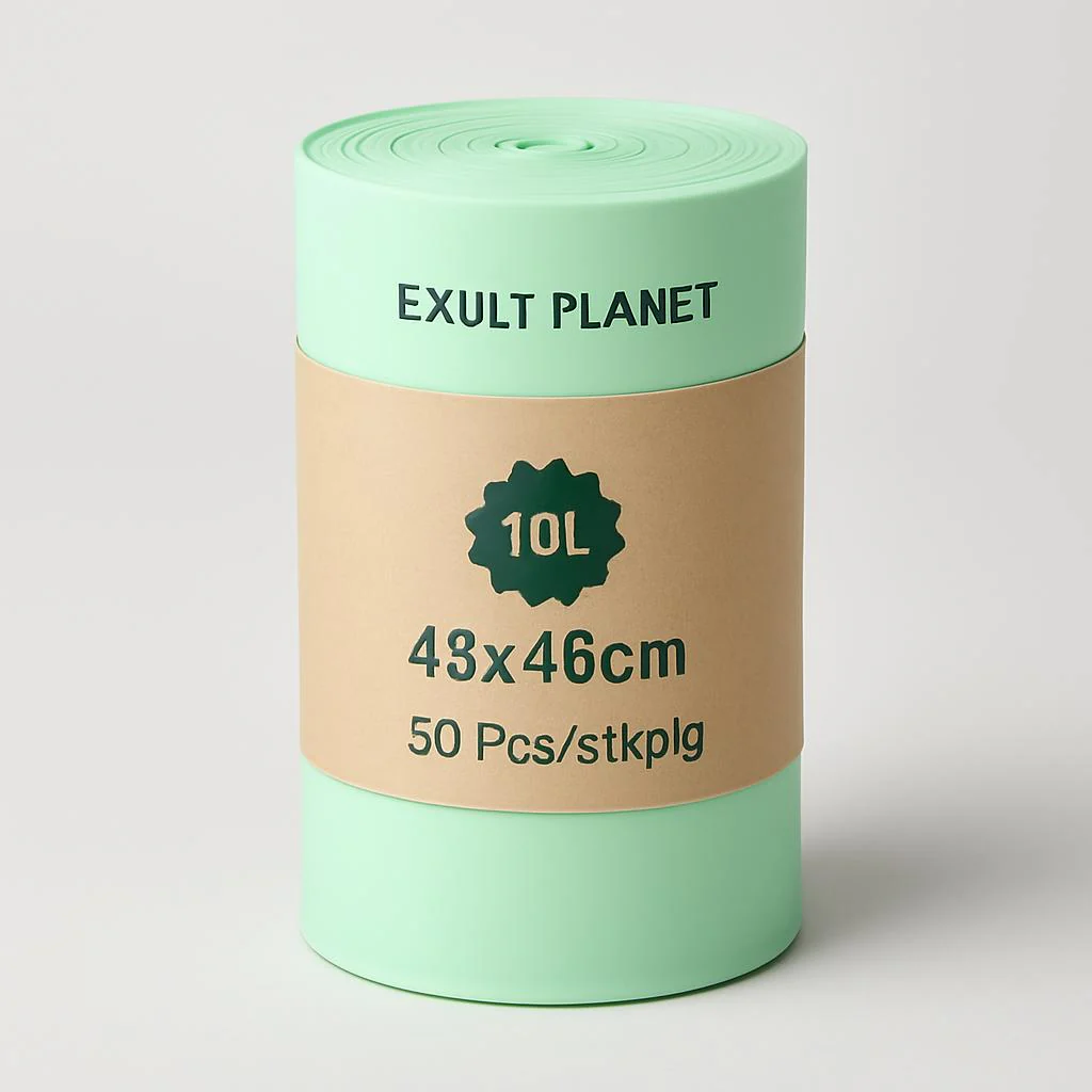 Eco-Friendly Biodegradable Trash Bags - Light Green, Plastic-Free Packaging - Image 4