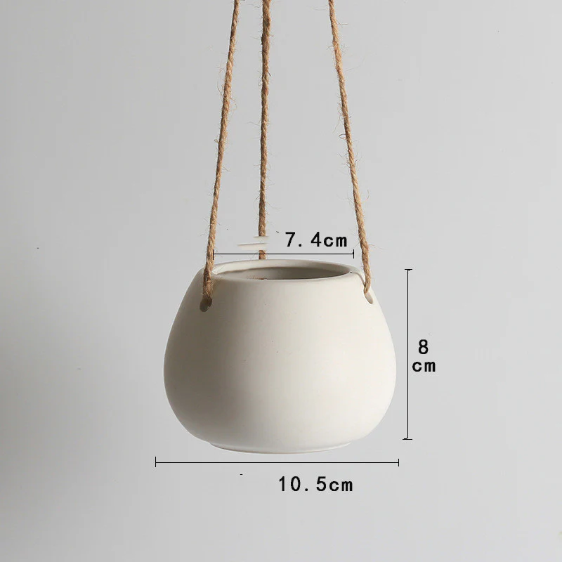 Eco-Friendly Light Pink Ceramic Hanging Planter - Image 10