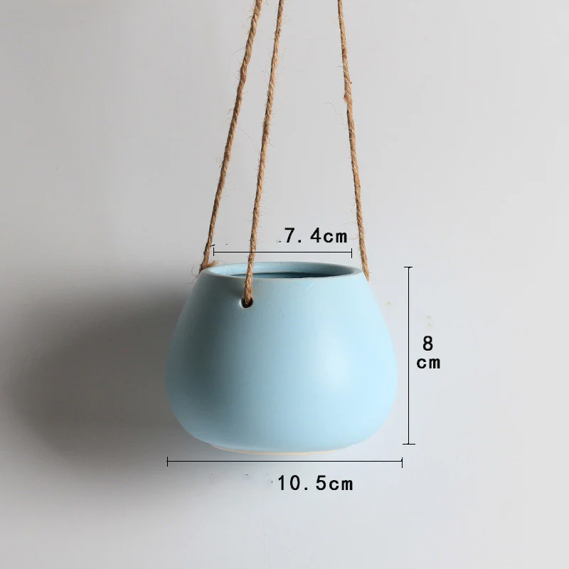 Eco-Friendly Light Pink Ceramic Hanging Planter - Image 11