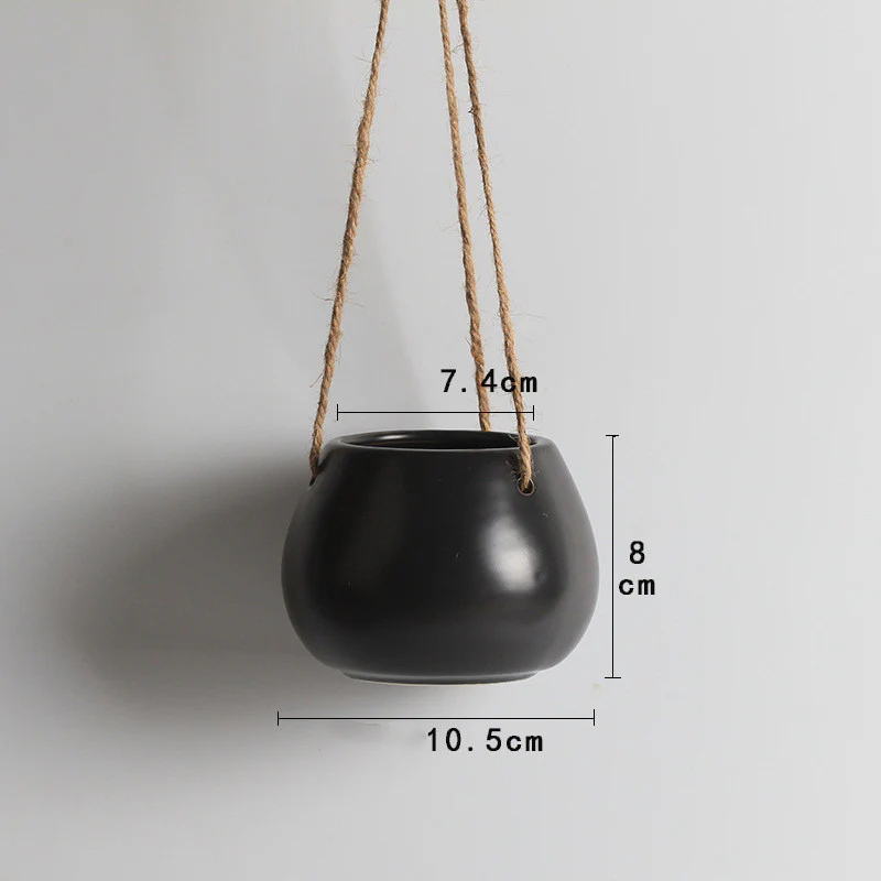 Eco-Friendly Light Pink Ceramic Hanging Planter - Image 12