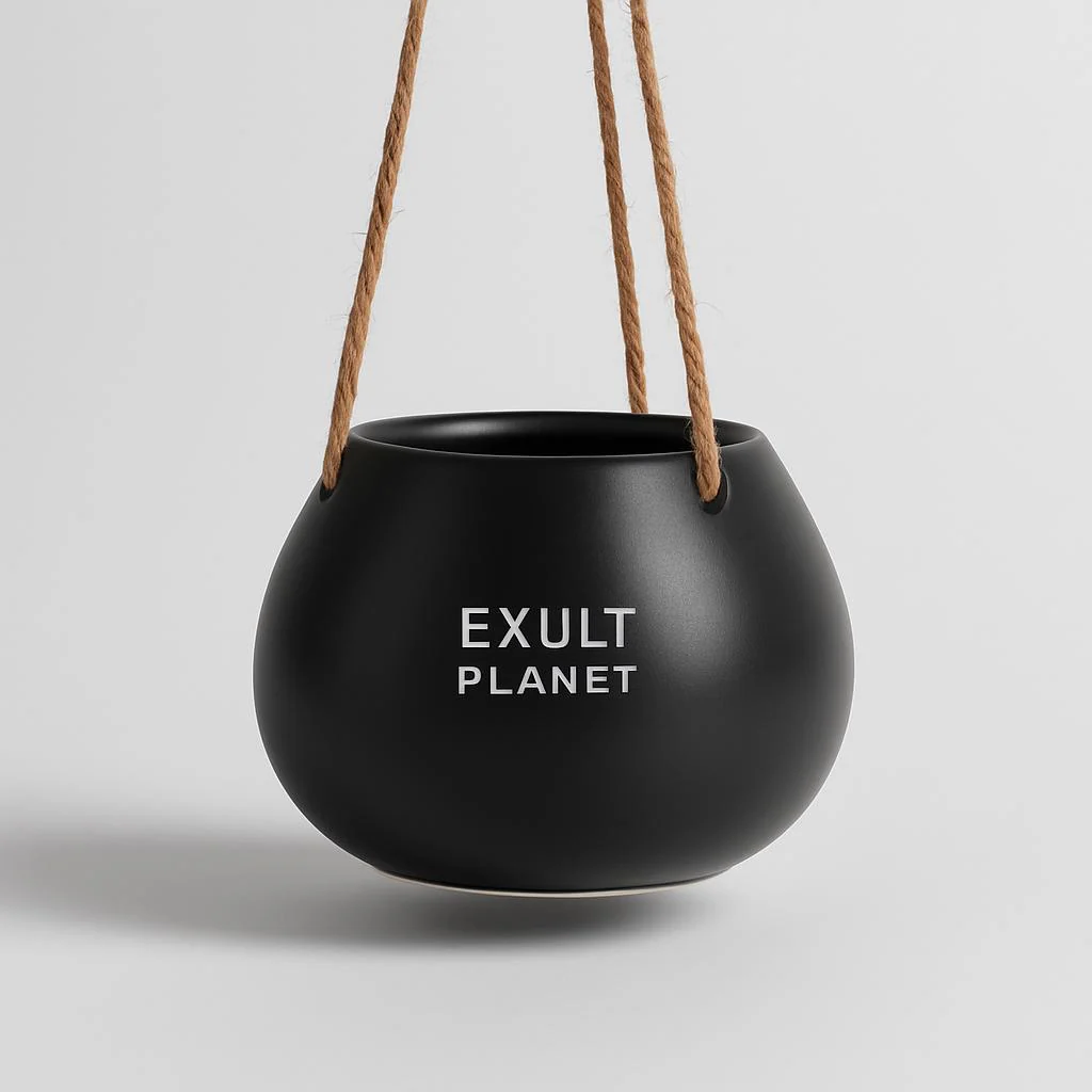 Eco-Friendly Light Pink Ceramic Hanging Planter - Image 6