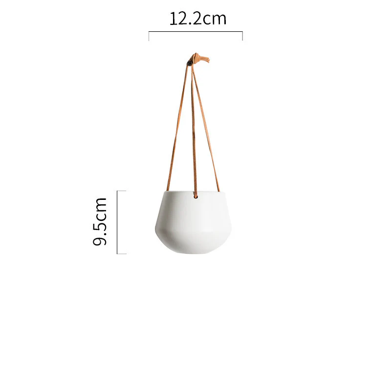 Eco-Friendly Ceramic Hydroponic Hanging Pot - White Tapered Design - Image 11