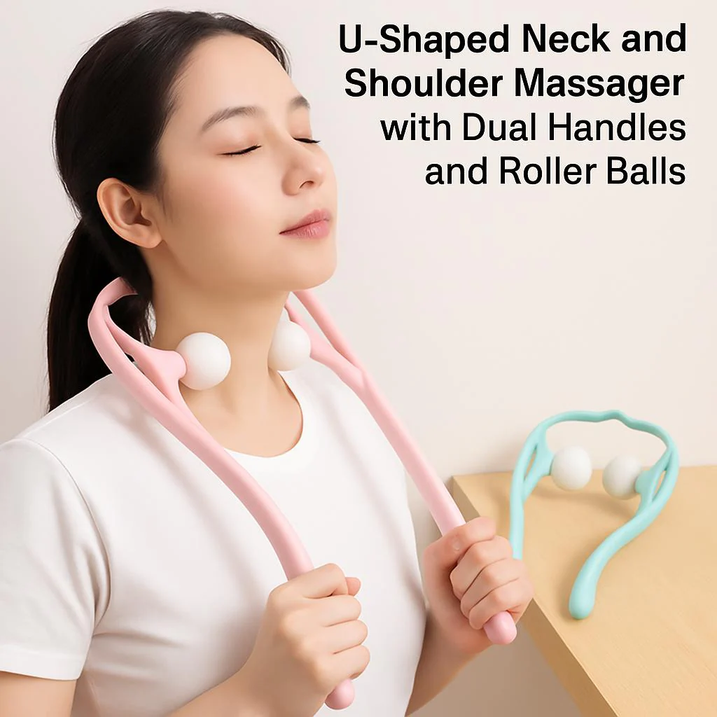 U-Shaped Neck and Shoulder Massager with Dual Handles and Roller Balls - Image 24