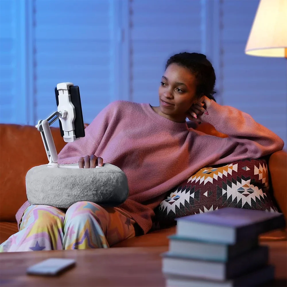 Plush Pillow Mobile Phone Tablet Holder Desktop Stand Adjustable Length Angle for binge-watching Live Straming Video Chat - Image 11