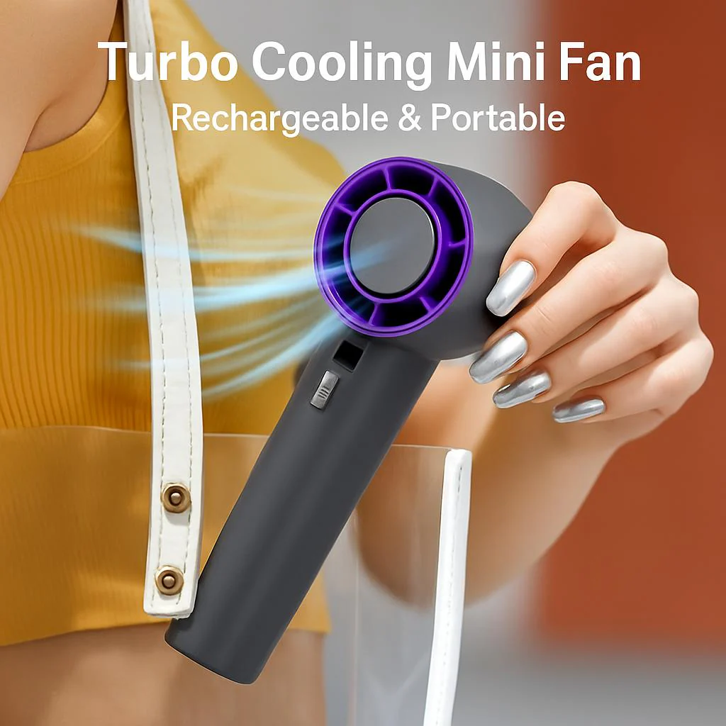 Turbo Cooling Mini Fan - Rechargeable & Portable - Image 3