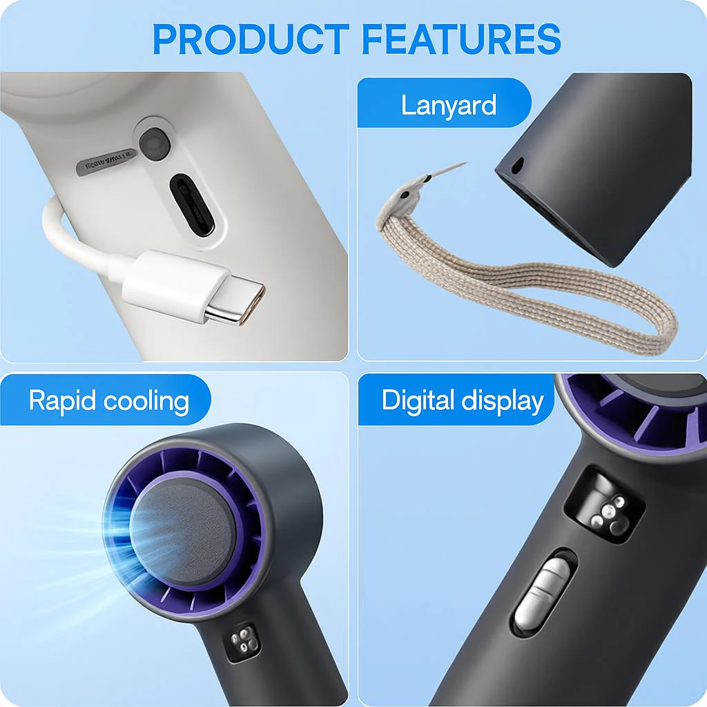 Turbo Cooling Mini Fan - Rechargeable & Portable - Image 6